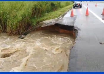Atenção, motorista: Chuvas causam erosão e interditam trecho da BR-101 na Grande João Pessoa